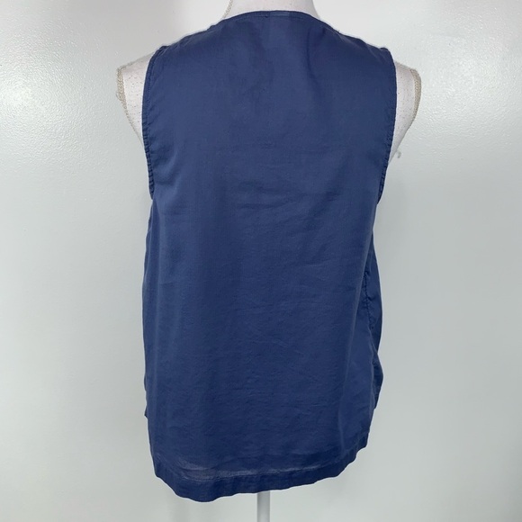 Old Navy Blue and White Embroidered Pop Over Top - Picture 3 of 8